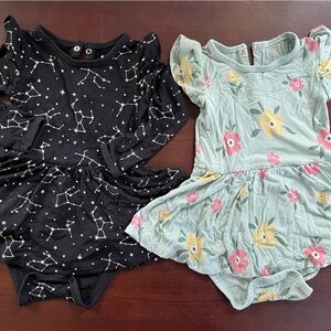 Kyte Baby Bodysuit Dresses Buttercup & Midnight Constellation 18-24 mos